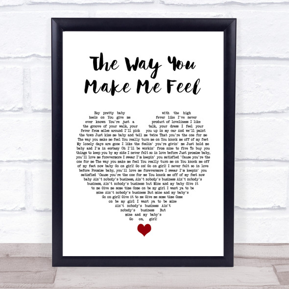 Michael Jackson The Way You Make Me Feel White Heart Song Lyric Quote Music Framed Print