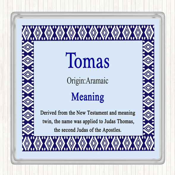 Tomas Name Meaning Coaster Blue