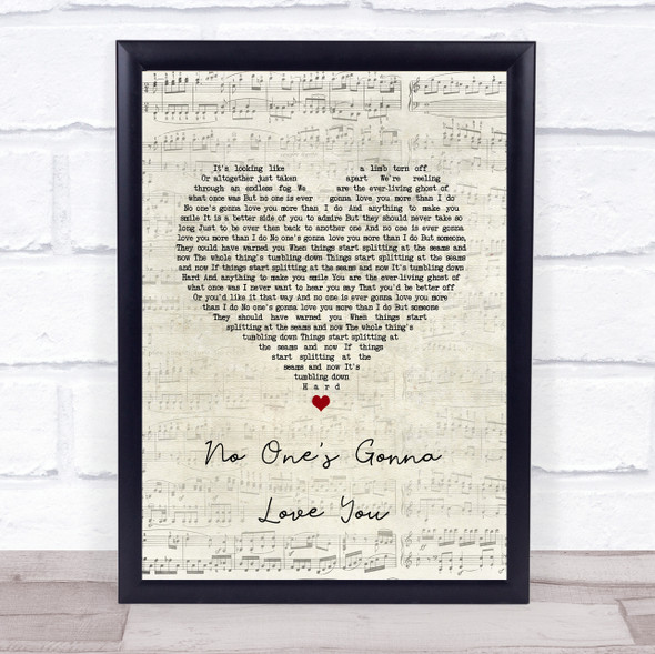 Band Of Horses No One's Gonna Love You Script Heart Song Lyric Quote Music Framed Print