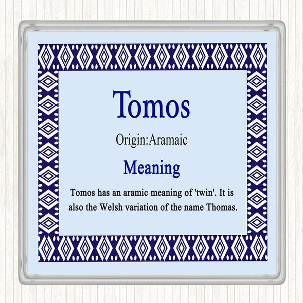 Tomos Name Meaning Coaster Blue