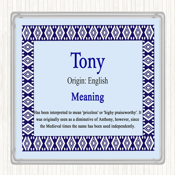 Tony Name Meaning Coaster Blue