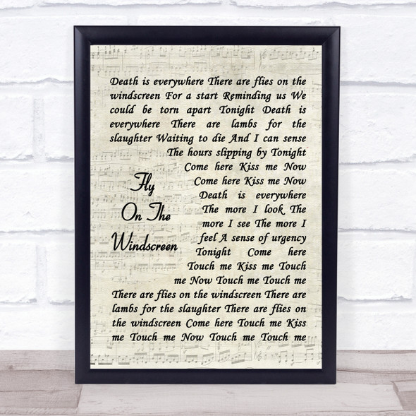 Depeche Mode Fly On The Windscreen Vintage Script Song Lyric Quote Music Framed Print