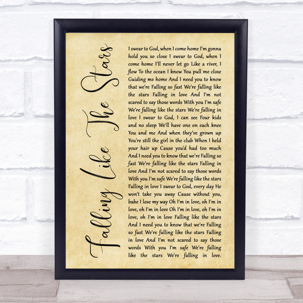 James Arthur Falling Like The Stars Rustic Script Song Lyric Quote Music Framed Print