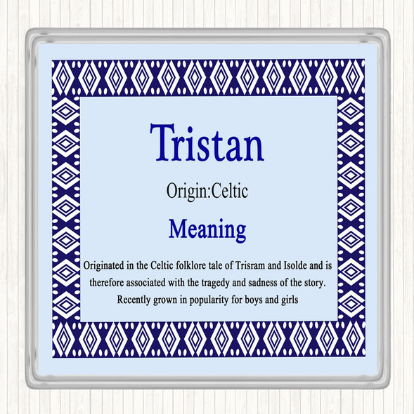 Tristan Name Meaning Coaster Blue