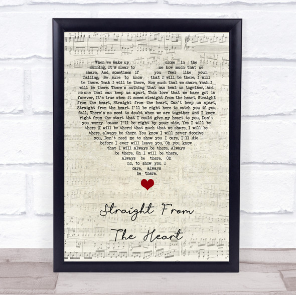 Doolally Straight From The Heart Script Heart Song Lyric Quote Music Framed Print