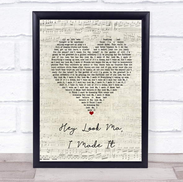 Panic! At The Disco Hey Look Ma, I Made It Script Heart Song Lyric Quote Music Framed Print