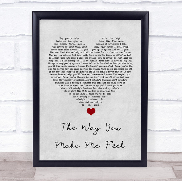 Michael Jackson The Way You Make Me Feel Grey Heart Song Lyric Quote Music Framed Print