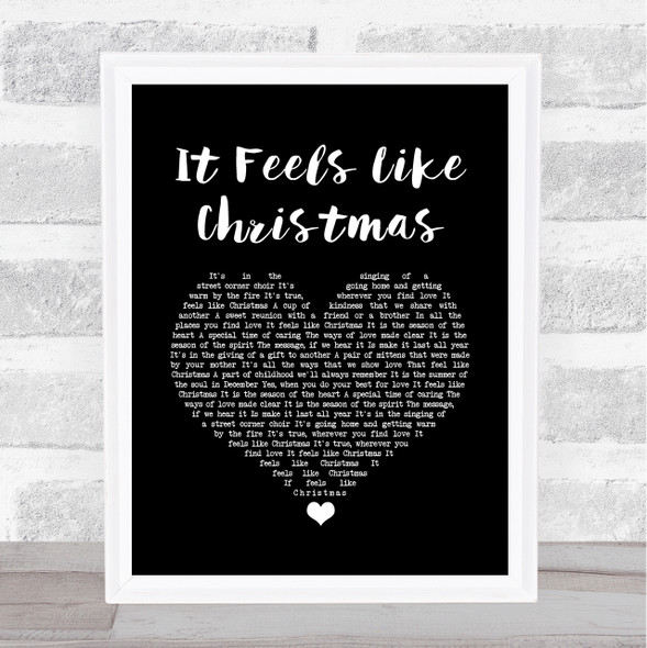 The Muppets It Feels Like Christmas Black Heart Song Lyric Quote Music Framed Print