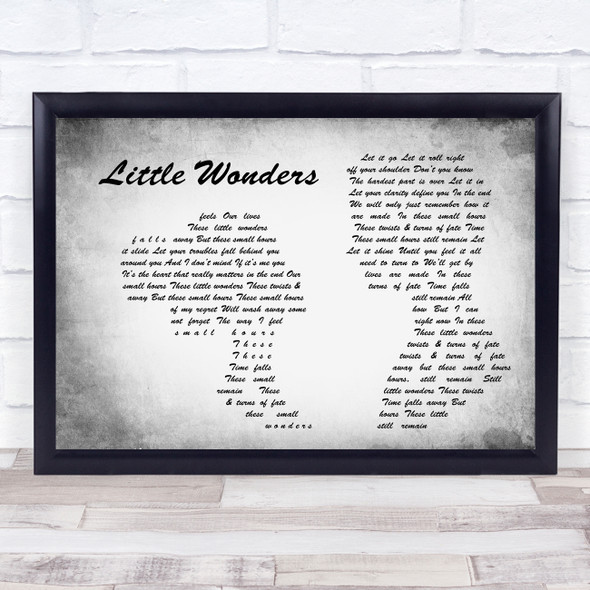 Rob Thomas Little Wonders Man Lady Couple Grey Song Lyric Quote Music Framed Print