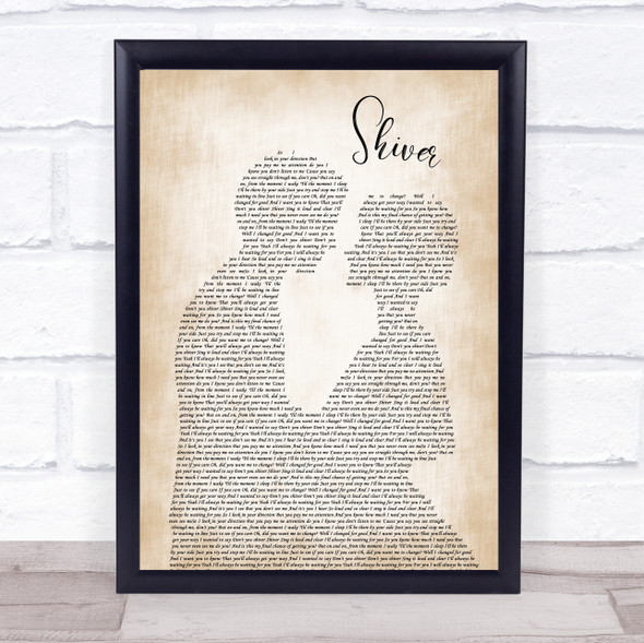 Coldplay Shiver Man Lady Bride Groom Wedding Song Lyric Quote Music Framed Print