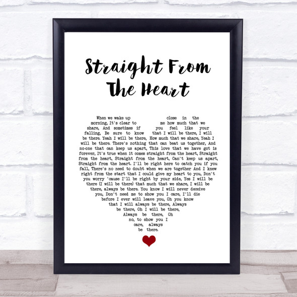 Doolally Straight From The Heart White Heart Song Lyric Quote Music Framed Print