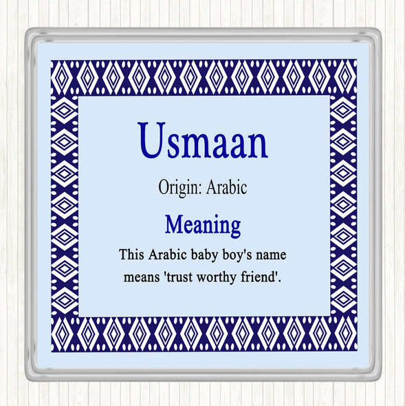 Usmaan Name Meaning Coaster Blue