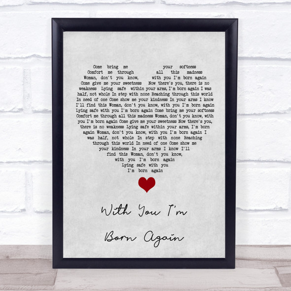 Billy Preston & Syreeta With You I'm Born Again Grey Heart Song Lyric Quote Music Framed Print