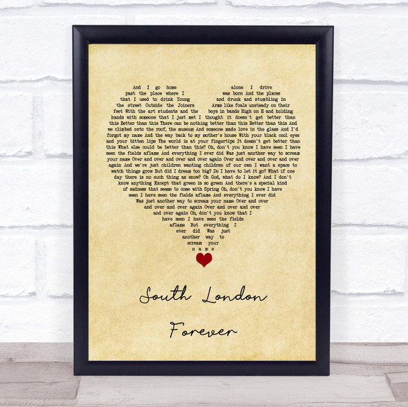 Florence + The Machine South London Forever Vintage Heart Song Lyric Quote Music Framed Print
