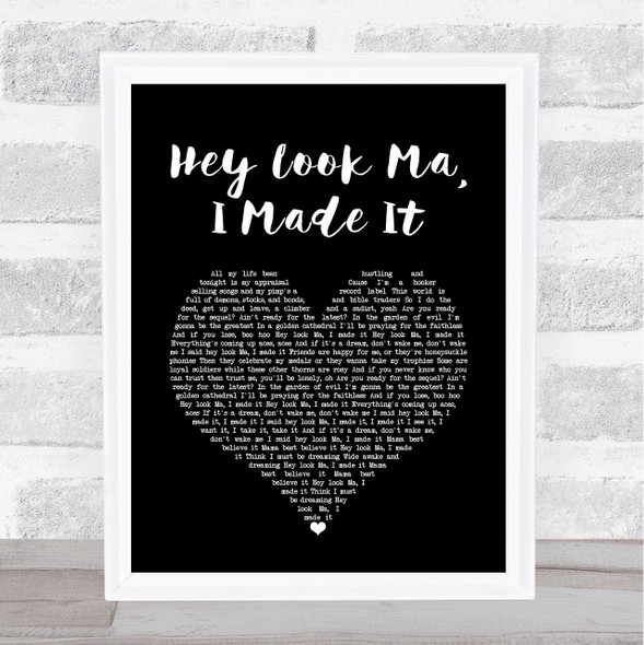 Panic! At The Disco Hey Look Ma, I Made It Black Heart Song Lyric Quote Music Framed Print