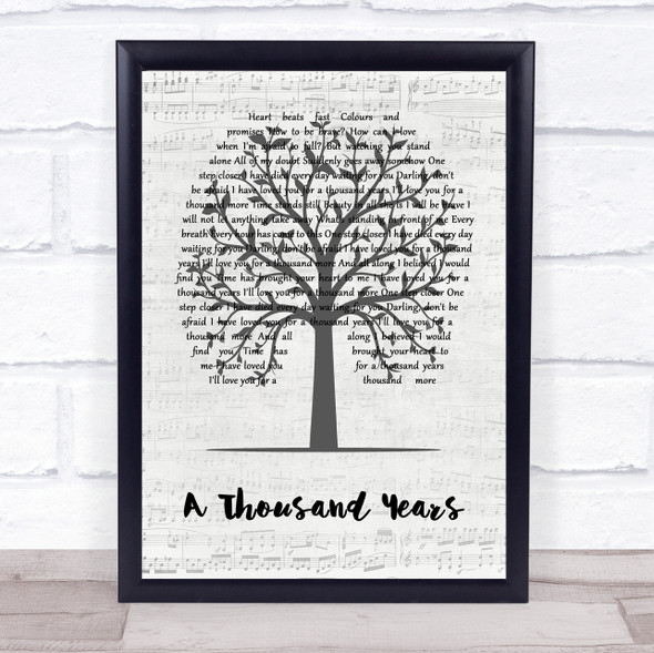 Christina Perri A Thousand Years Music Script Tree Song Lyric Quote Music Framed Print