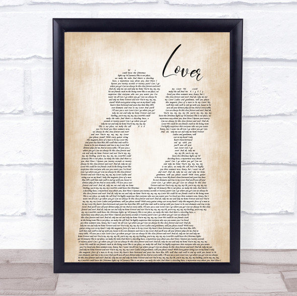 Taylor Swift Lover Man Lady Bride Groom Wedding Song Lyric Quote Music Framed Print