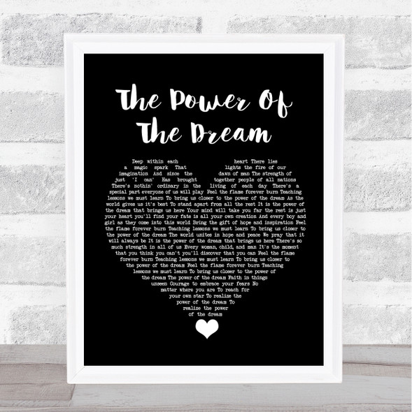 Celine Dion The Power Of The Dream Black Heart Song Lyric Quote Music Framed Print