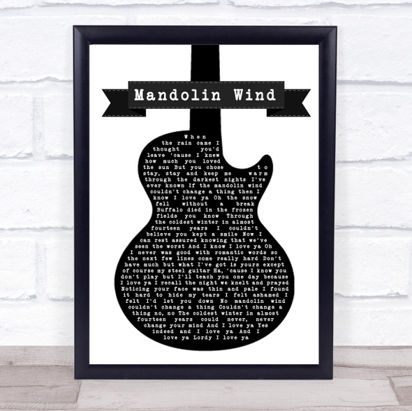 Rod Stewart Mandolin Wind Black & White Guitar Song Lyric Quote Music Framed Print