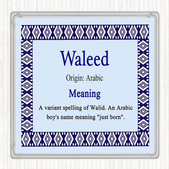 Waleed Name Meaning Coaster Blue