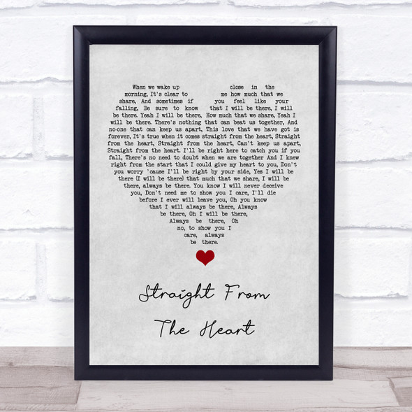 Doolally Straight From The Heart Grey Heart Song Lyric Quote Music Framed Print