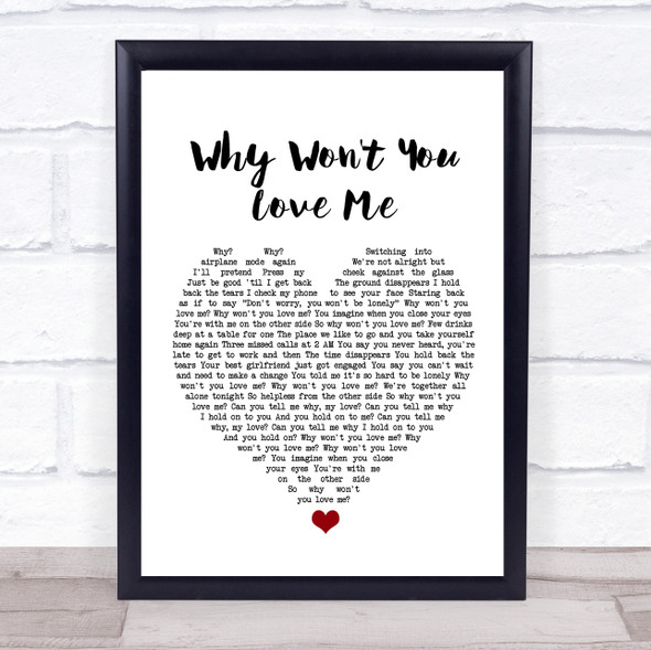 5 Seconds Of Summer Why Won't You Love Me White Heart Song Lyric Quote Music Framed Print