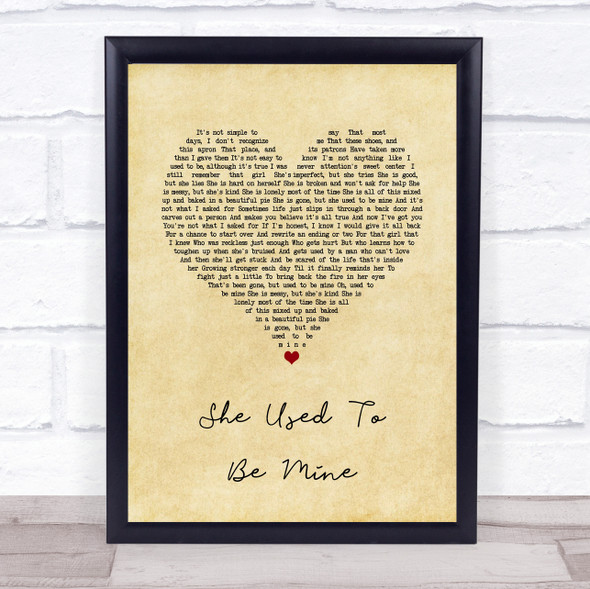 Katharine McPhee She Used To Be Mine Vintage Heart Song Lyric Quote Music Framed Print