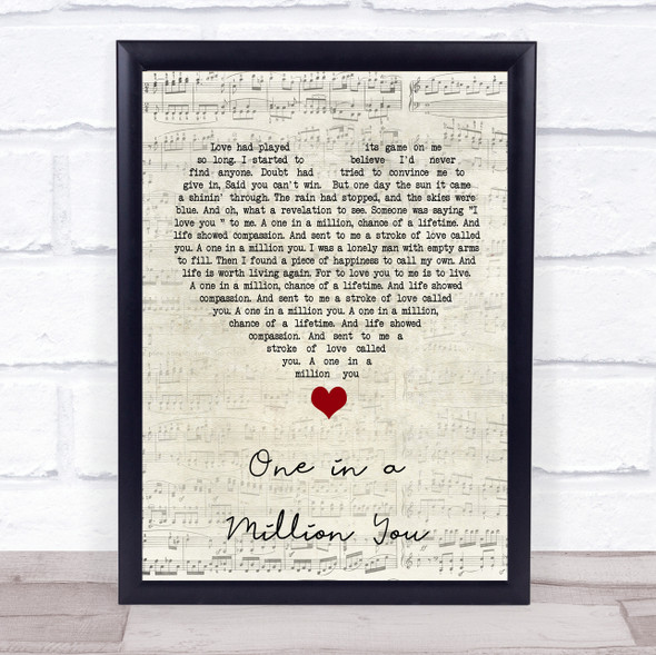 Larry Graham One in a Million You Script Heart Song Lyric Quote Music Framed Print