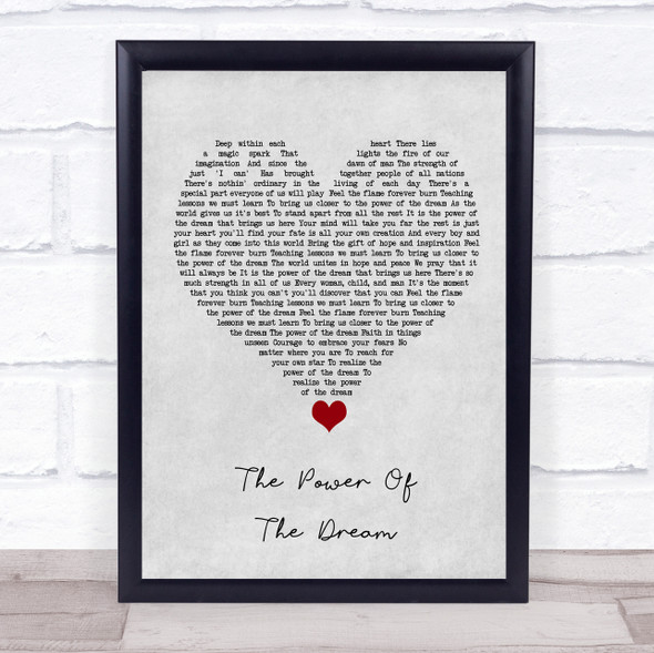 Celine Dion The Power Of The Dream Grey Heart Song Lyric Quote Music Framed Print