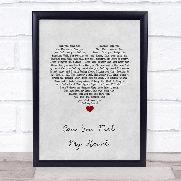 Bring Me The Horizon Can You Feel My Heart Grey Heart Song Lyric Quote Music Framed Print
