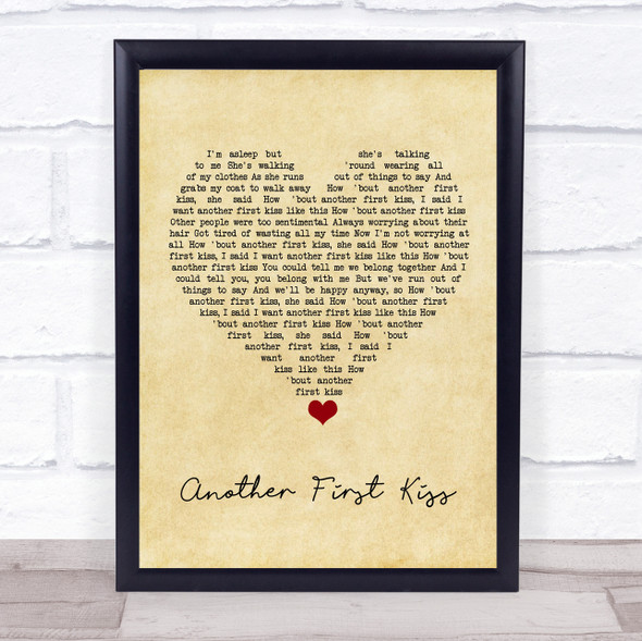 They Might Be Giants Another First Kiss Vintage Heart Song Lyric Quote Music Framed Print