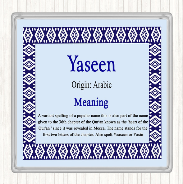 Yaseen Name Meaning Coaster Blue