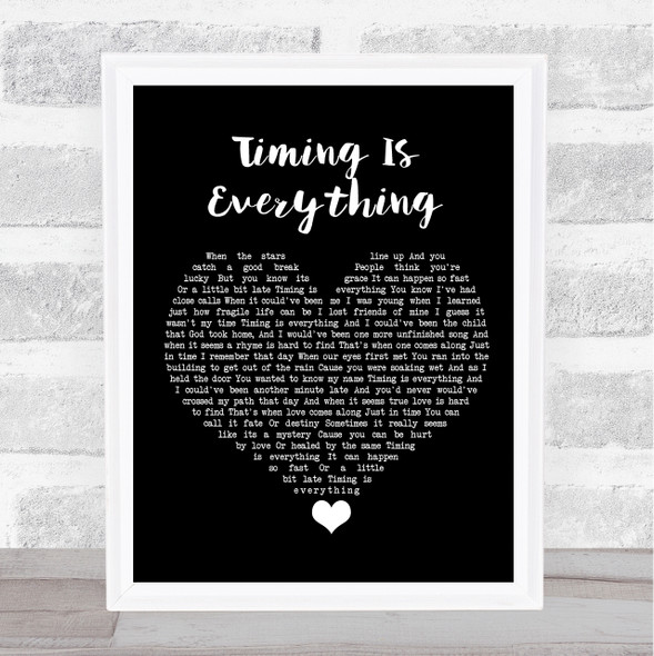 Garrett Hedlund Timing Is Everything Black Heart Song Lyric Quote Music Framed Print