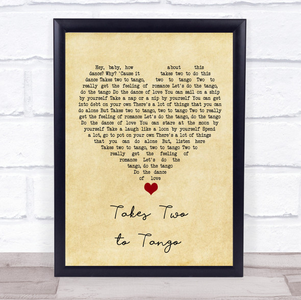 Louis Armstrong Takes Two to Tango Vintage Heart Song Lyric Quote Music Framed Print