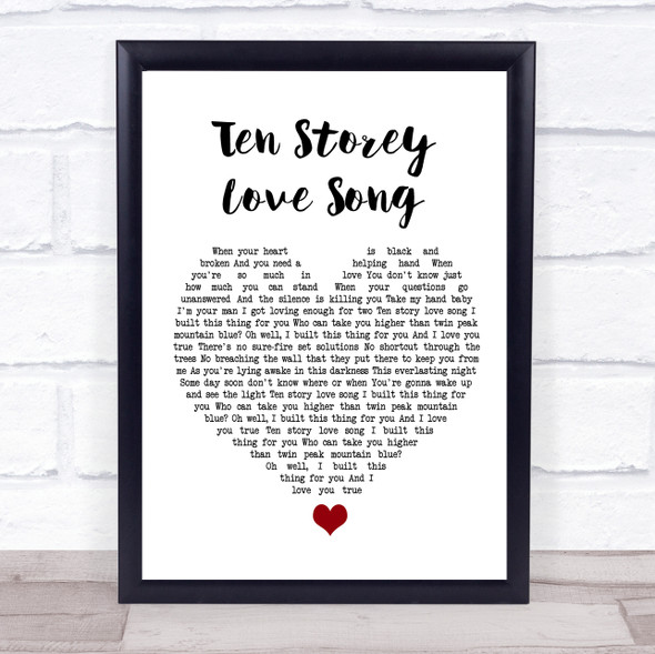 The Stone Roses Ten Storey Love Song White Heart Song Lyric Quote Music Framed Print