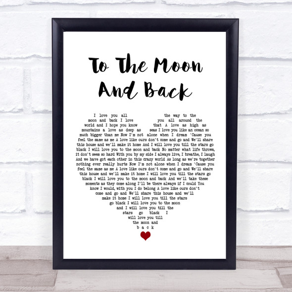 Bonnie Tyler To The Moon And Back White Heart Song Lyric Quote Music Framed Print