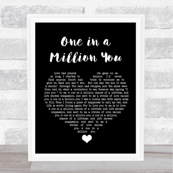 Larry Graham One in a Million You Black Heart Song Lyric Quote Music Framed Print