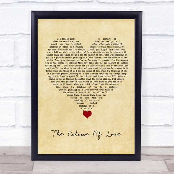 Billy Ocean The Colour Of Love Vintage Heart Song Lyric Quote Music Framed Print