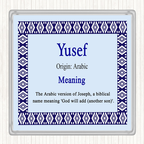 Yusef Name Meaning Coaster Blue