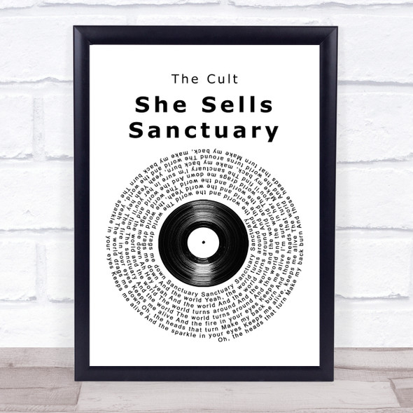 The Cult She Sells Sanctuary Vinyl Record Song Lyric Quote Music Framed Print