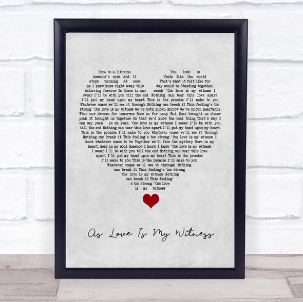 Westlife As Love Is My Witness Grey Heart Song Lyric Quote Music Framed Print