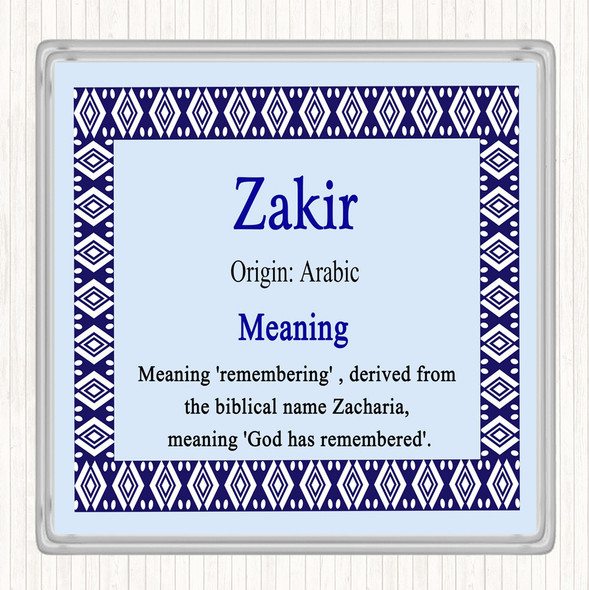 Zakir Name Meaning Coaster Blue