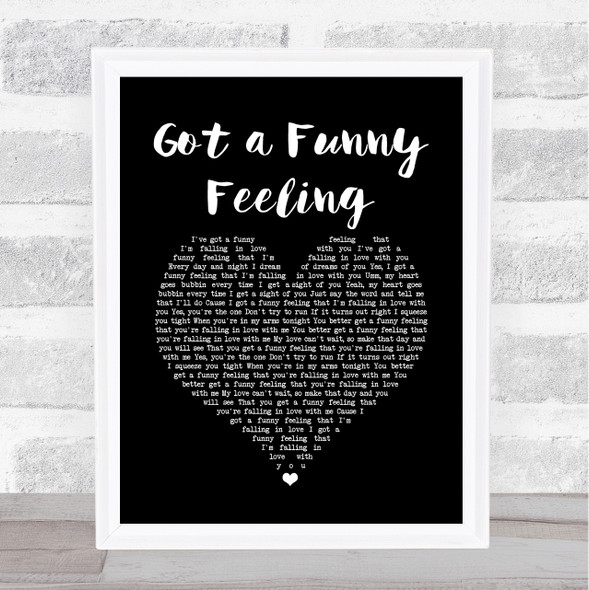 Cliff Richard Got a Funny Feeling Black Heart Song Lyric Quote Music Framed Print