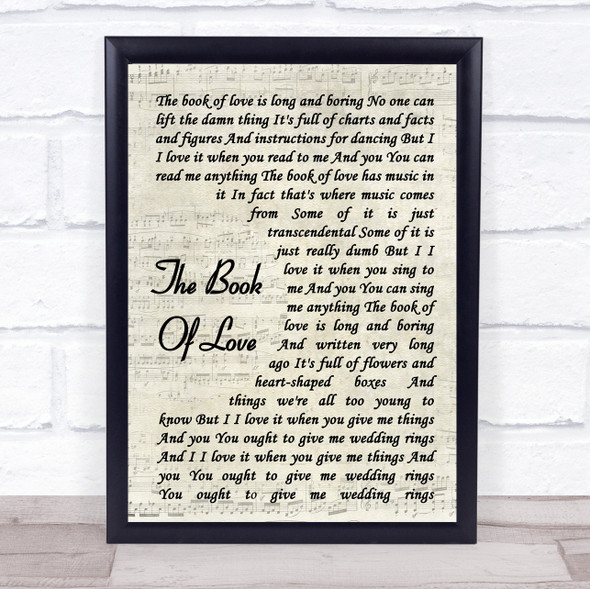 Peter Gabriel The Book Of Love Vintage Script Song Lyric Quote Music Framed Print