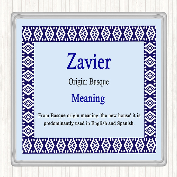 Zavier Name Meaning Coaster Blue