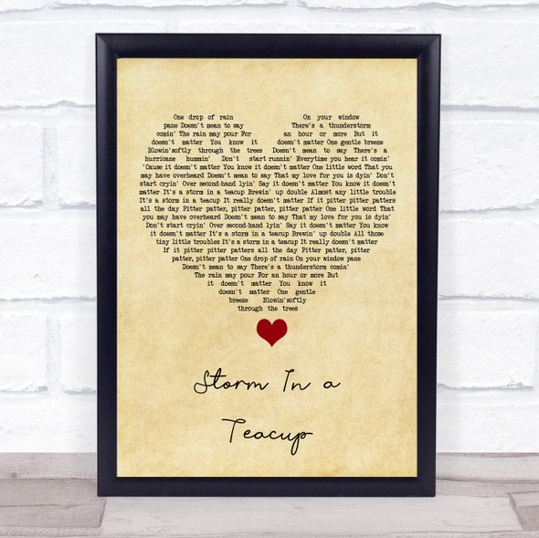 The Fortunes Storm In a Teacup Vintage Heart Song Lyric Quote Music Framed Print
