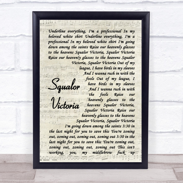 The National Squalor Victoria Vintage Script Song Lyric Quote Music Framed Print