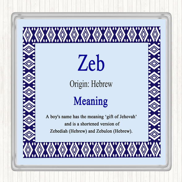 Zeb Name Meaning Coaster Blue