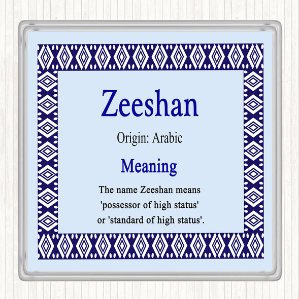Zeeshan Name Meaning Coaster Blue