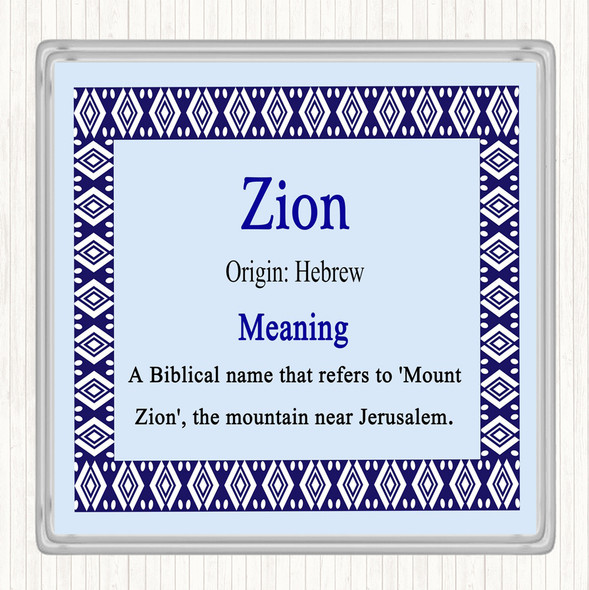 Zion Name Meaning Coaster Blue